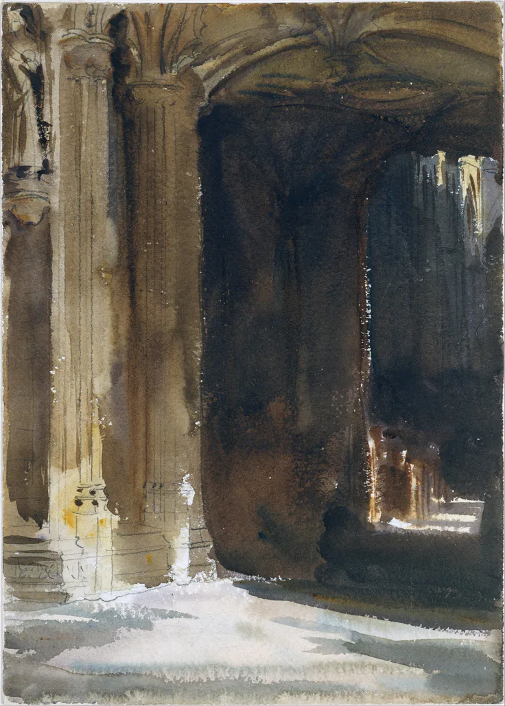 Cathedral Interior: watercolor and graphite on white wove paper by John Singer Sargent, ca. 1904.