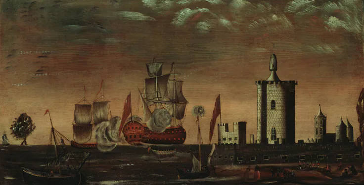 Seascape Fantasy: oil on wood by American, 1770–1800.