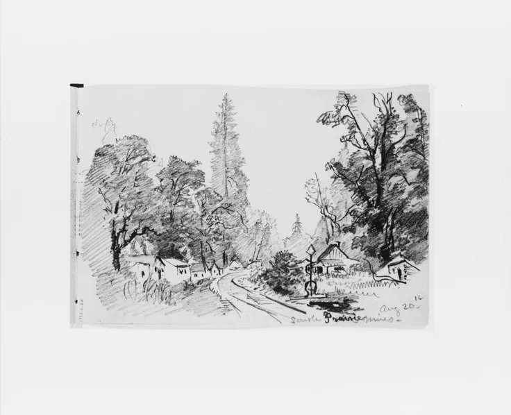 South Prairie Aug 20th (from Sketchbook X): graphite on off-white wove paper by William Trost Richards, 1885.