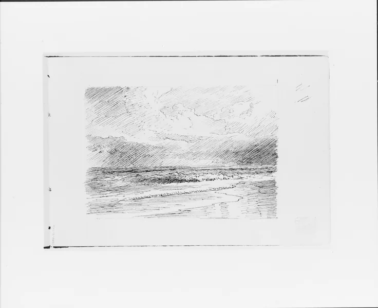 Seascape (from Sketchbook VII): black ink, graphite, on off-white wove paper by William Trost Richards, 1886.