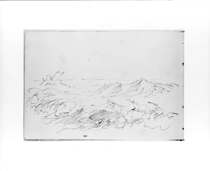 Sketch of Breaking Waves (from Sketchbook VII): graphite on off-white wove paper by William Trost Richards, 1886.