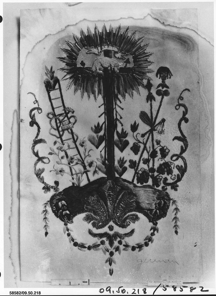 Pattern: silk and metal thread on parchment, 18th century.