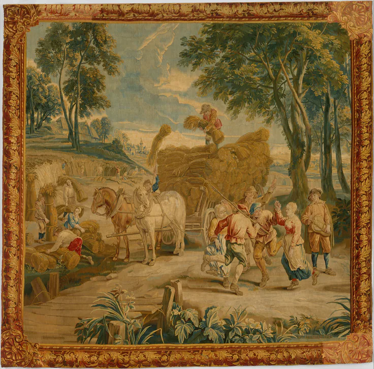 The Harvest: wool, silk (18-20 warps per inch, 8 per cm.) by Urbanus Leyniers, 1712–28.