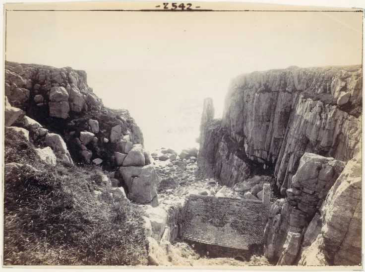 [Rocky Inlet with Seascape]: albumen silver print by Francis Bedford, 1870s.