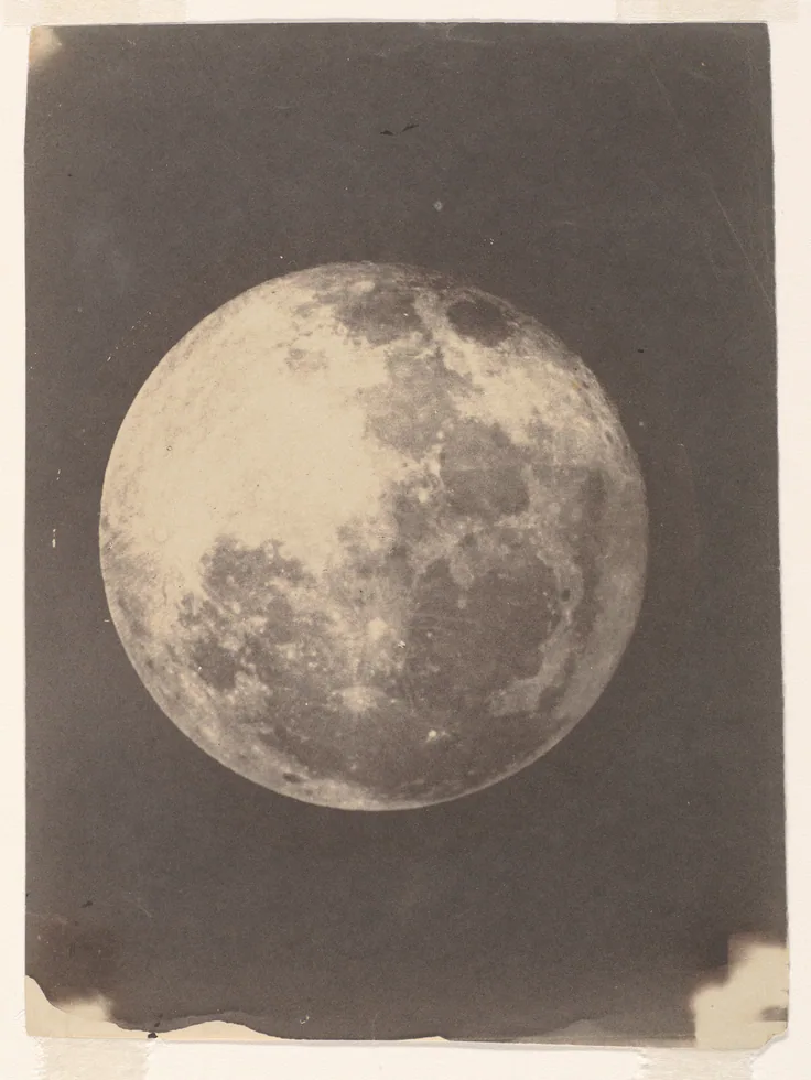 The Moon: salted paper print from glass negative by John Adams Whipple, 1857–60.