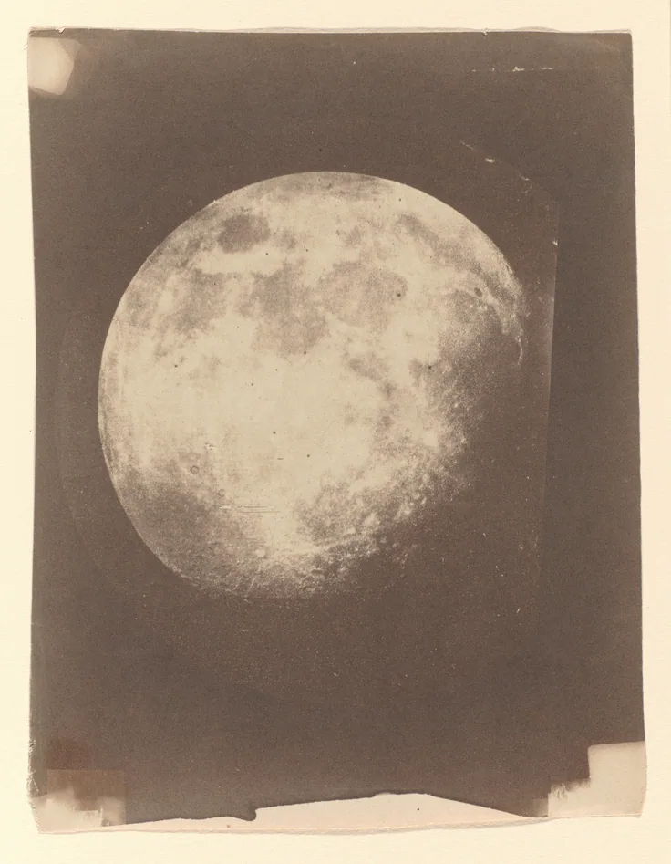 The Moon: salted paper print from glass negative by John Adams Whipple, 1857–60.