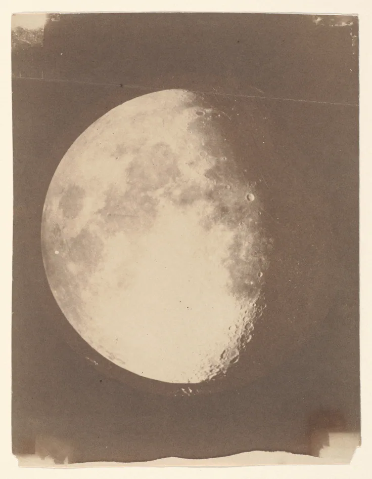 The Moon: salted paper print from glass negative by John Adams Whipple, 1857–60.