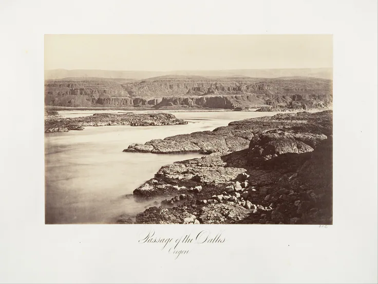 Passage of the Dalles, Oregon: albumen silver print from glass negative by Carleton E. Watkins, 1867, printed ca. 1876.