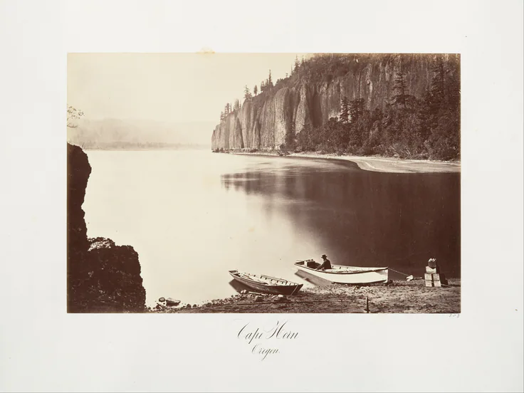 Cape Horn, Oregon: albumen silver print from glass negative by Carleton E. Watkins, 1867, printed ca. 1876.