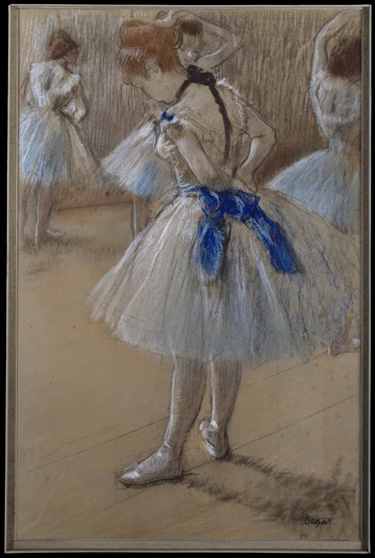 Dancer: pastel and charcoal on blue-gray wove paper by Edgar Degas, ca. 1880.
