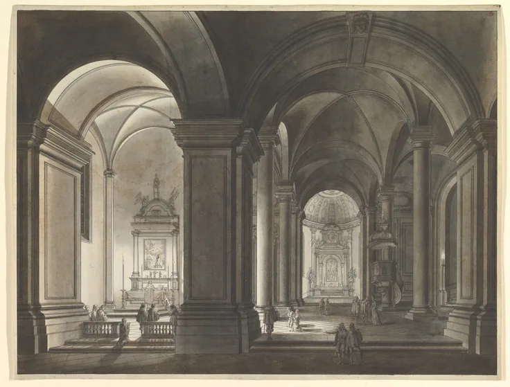Church Interior: drawing by Johann Ludwig Ernst Morgenstern, 1791.