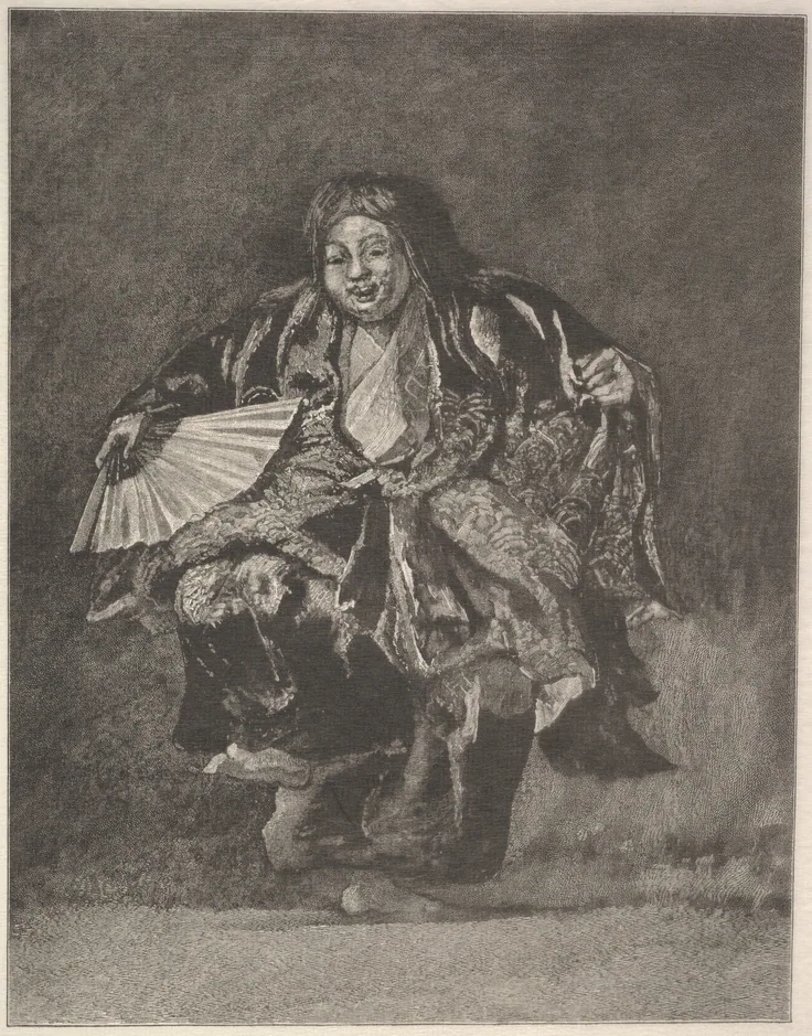 Noh Dancer: wood engraving on Japan tissue by John La Farge, ca. 1886.