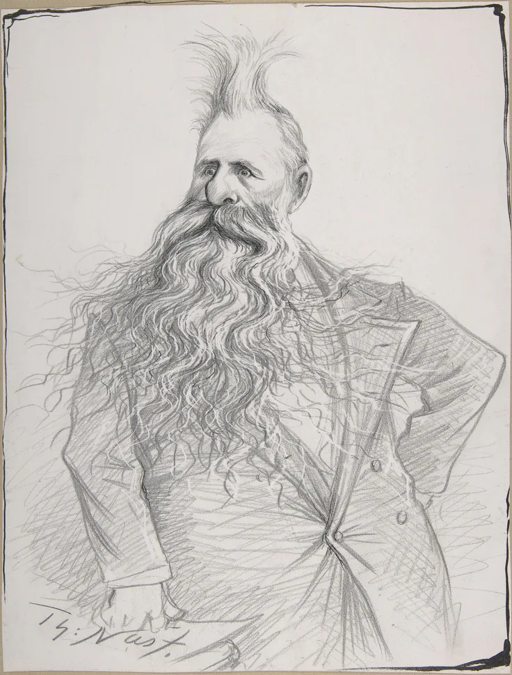 Senator Dolph of Oregon (Joseph Norman Dolph): graphite, pen, and black ink on scratchboard by Thomas Nast, ca. 1894.
