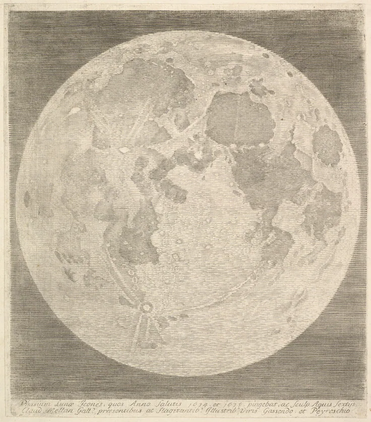 Full Moon: engraving; first state of two (BN) by Claude Mellan, 1635.