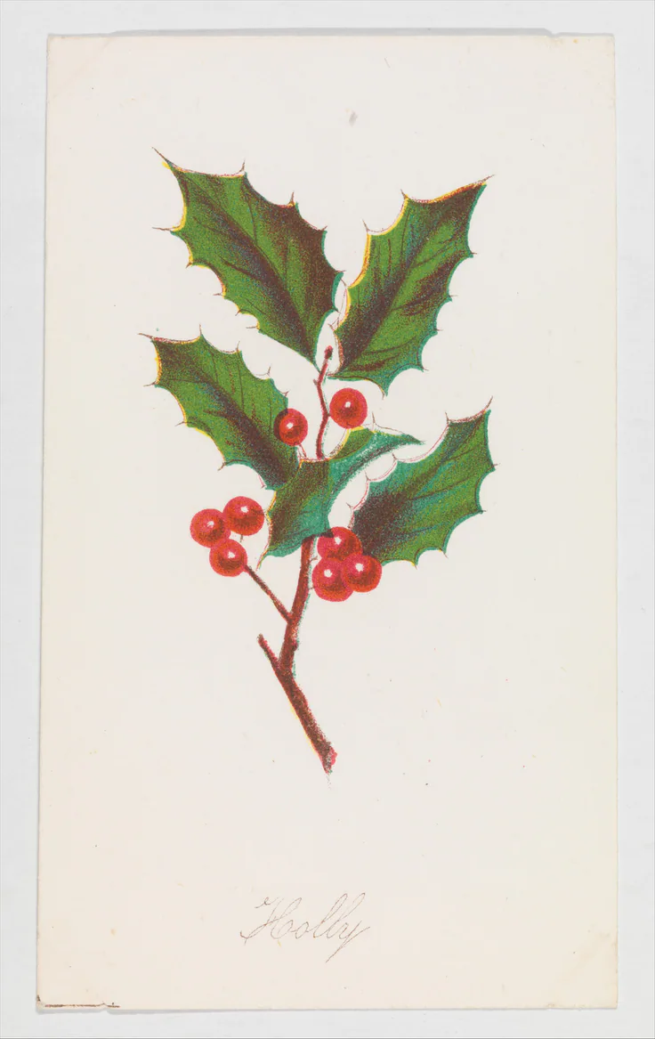 Holly, from "Autumn Leaves", Part 2: color lithograph by Louis Prang & Co., 1862.
