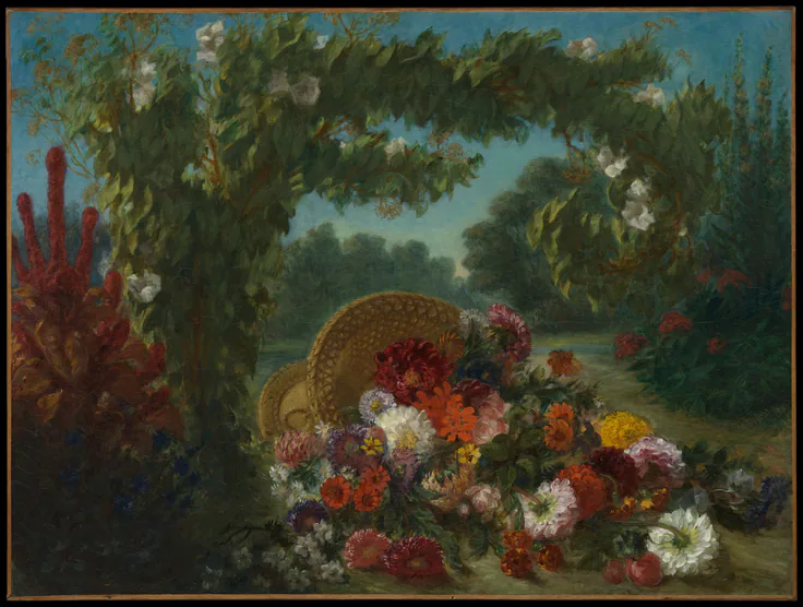 Basket of Flowers: oil on canvas by Eugène Delacroix, 1848–49.
