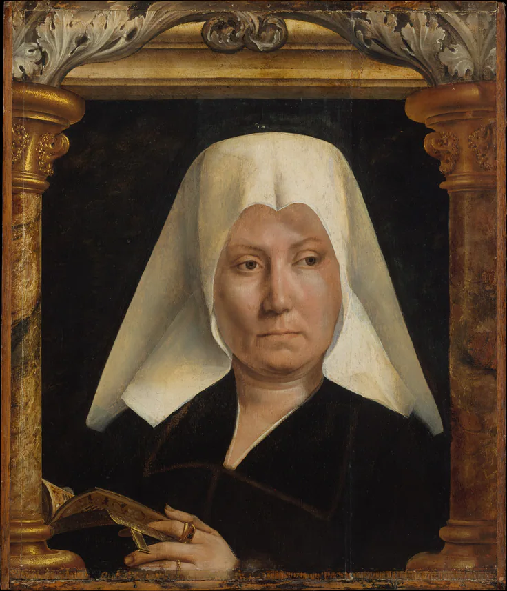 Portrait of a Woman: oil on wood by Quinten Massys, ca. 1520.