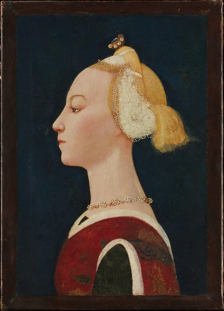 Portrait of a Woman: tempera and gold on canvas, transferred from wood by Master of the Castello Nativity, probably 1450s.