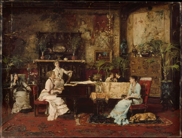 The Music Room: oil on wood by Mihály Munkácsy, 1878.