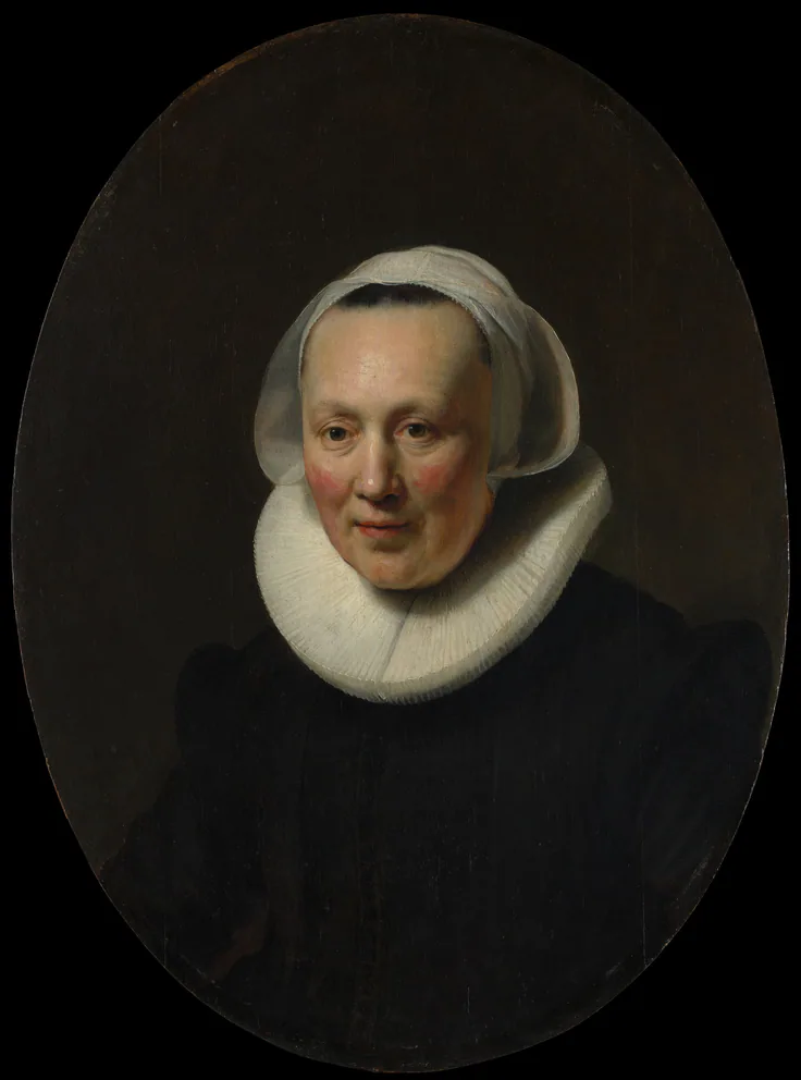 Portrait of a Woman: oil on wood by Rembrandt, 1633.