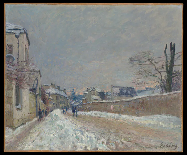 Rue Eugène Moussoir at Moret: Winter: oil on canvas by Alfred Sisley, 1891.