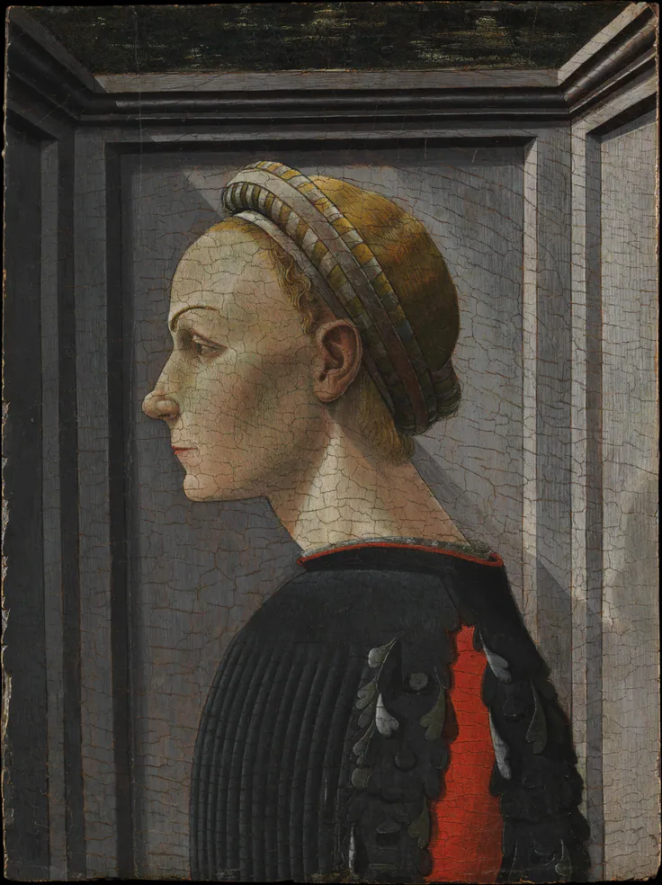 Portrait of a Woman: tempera on wood by Giovanni di Francesco del Cervelliera, ca. 1445.