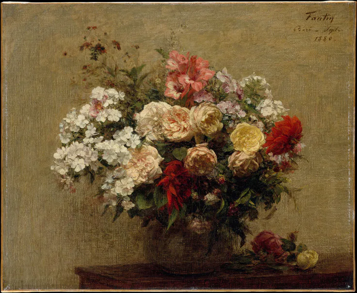 Summer Flowers: oil on canvas by Henri Fantin-Latour, 1880.