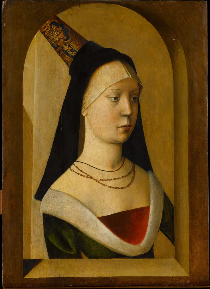 Portrait of a Woman: oil on oak panel by Netherlandish or French, ca. 1470–80.