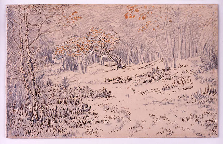 Autumn Landscape: drawing by Théodore Rousseau, 1855–65.