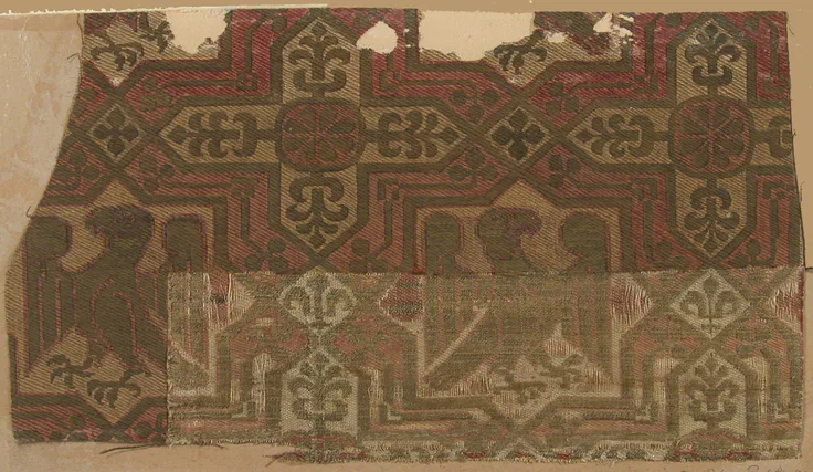 Textile: silk and metal thread by Spanish, 13th century.
