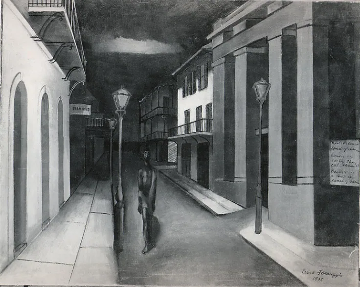 Basin Street: oil on canvas by Remo Farruggio, 1938.