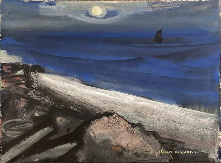 Seascape: gouache on board by Joseph De Martini, ca. 1938–39.