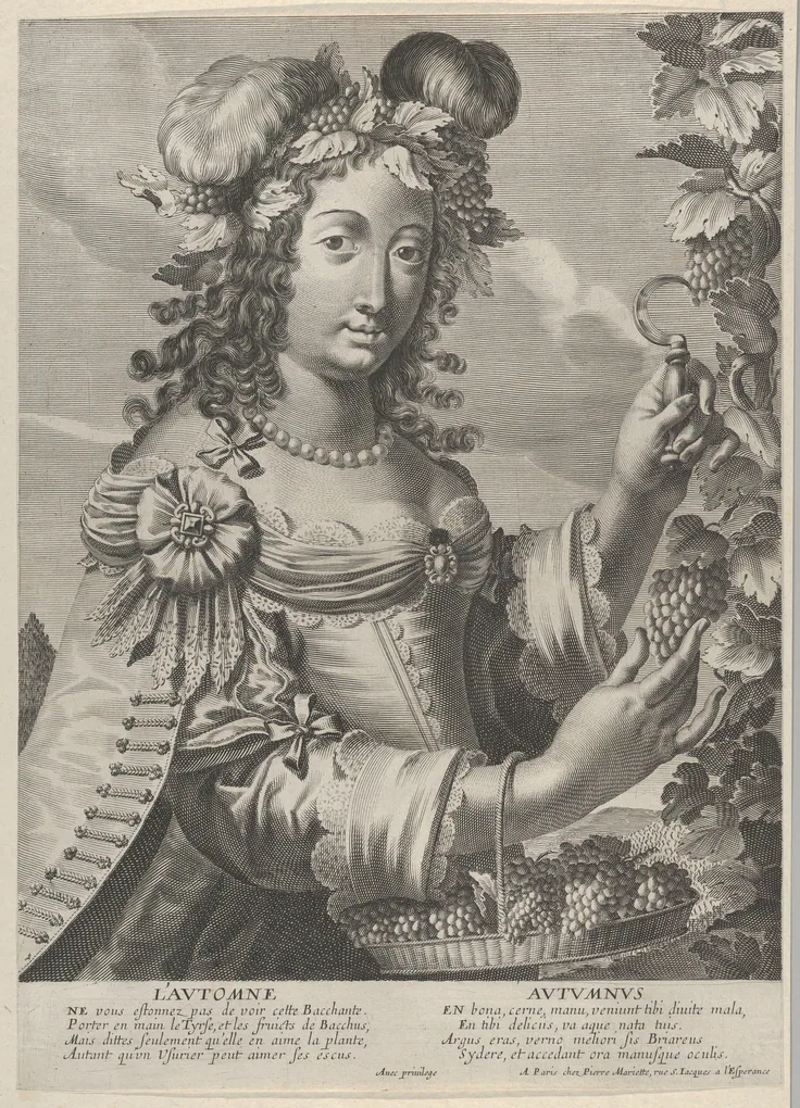 Autumn: engraving by Grégoire Huret, 1620–70.