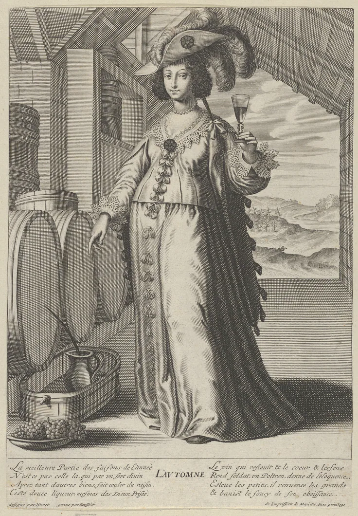 Autumn: engraving by Gilles Rousselet, 17th century.