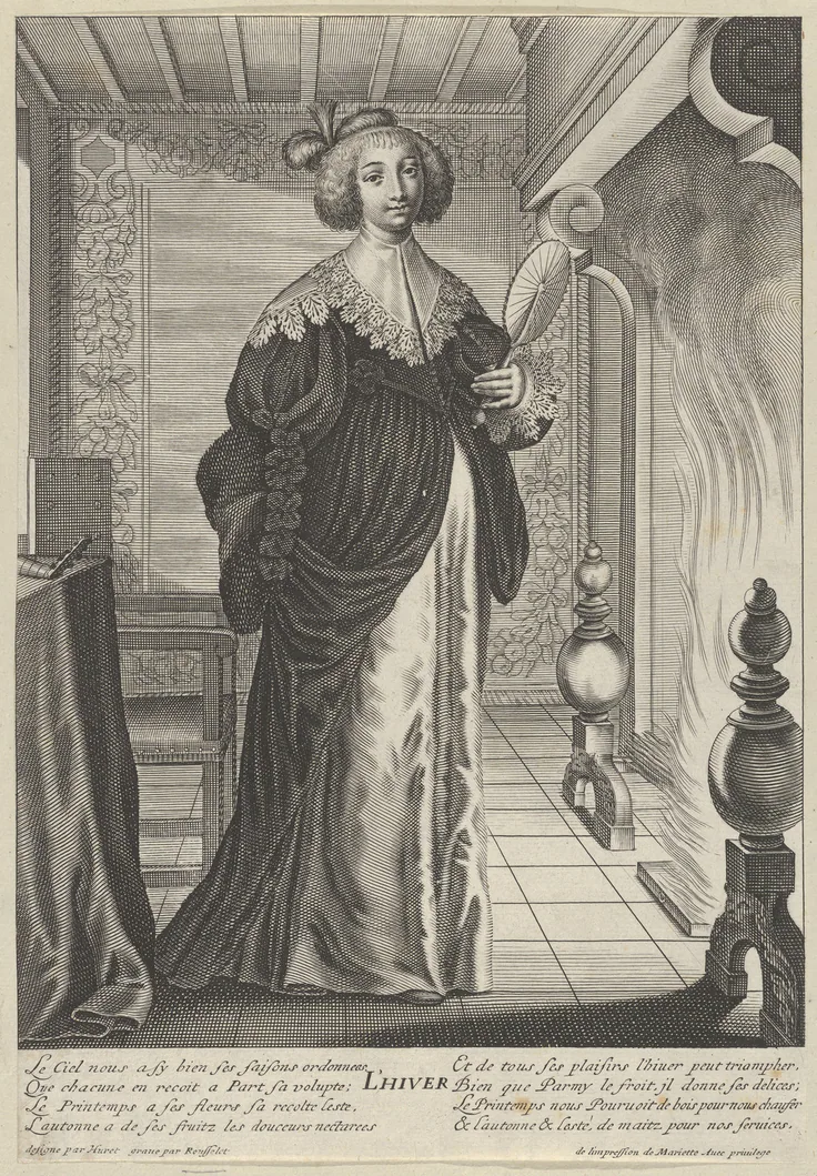 Winter: engraving by Gilles Rousselet, 17th century.