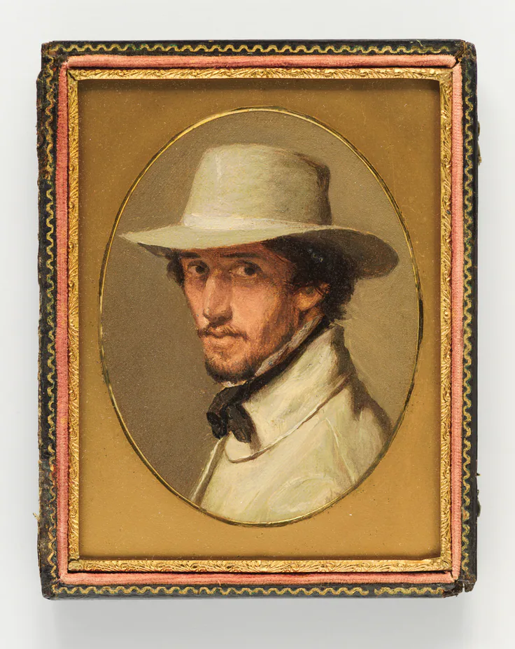 Self-portrait: oil on paper by Sanford Robinson Gifford, 1853.