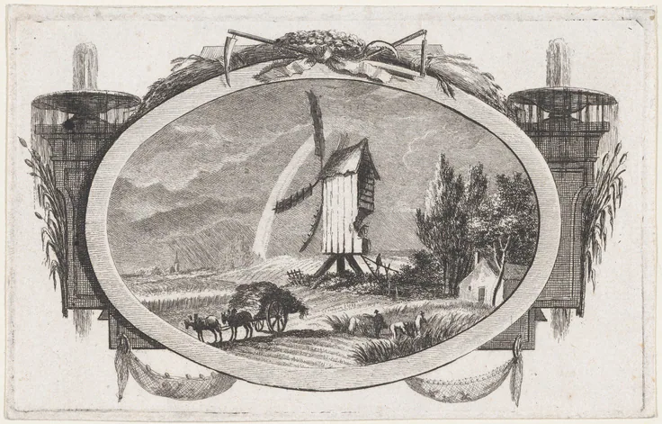 Autumn (Wheat Harvest): etching by Charles Michel Campion, 1768.