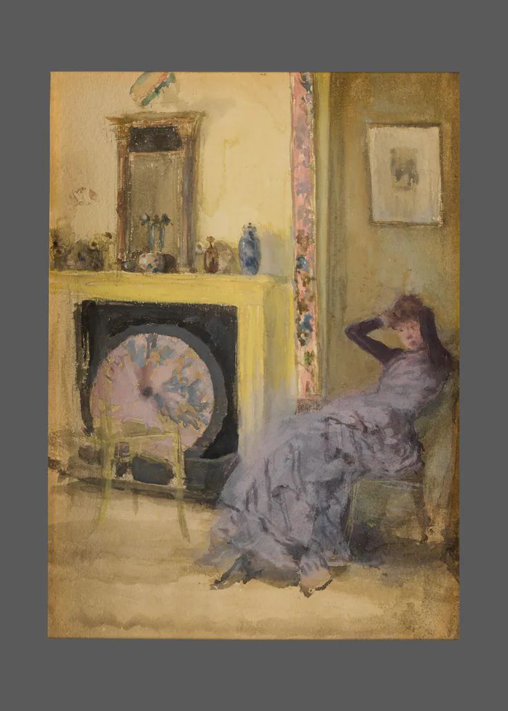 The Yellow Room: watercolor and gouache on paperboard by James McNeill Whistler, ca. 1883–84.