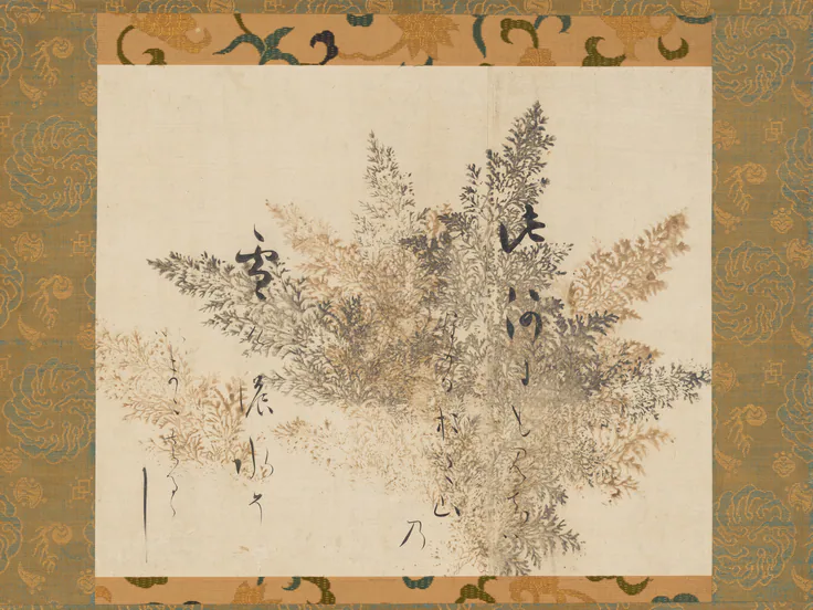 Waka Poem from Collection of Poems Ancient and Modern with a Design of Moss Ferns: painting by Hon'ami Kōetsu, early 17th century.