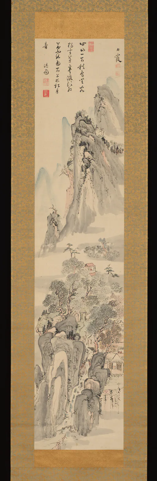 Autumn Landscape: hanging scroll; ink and color on paper by Ike no Taiga, 1750–58.