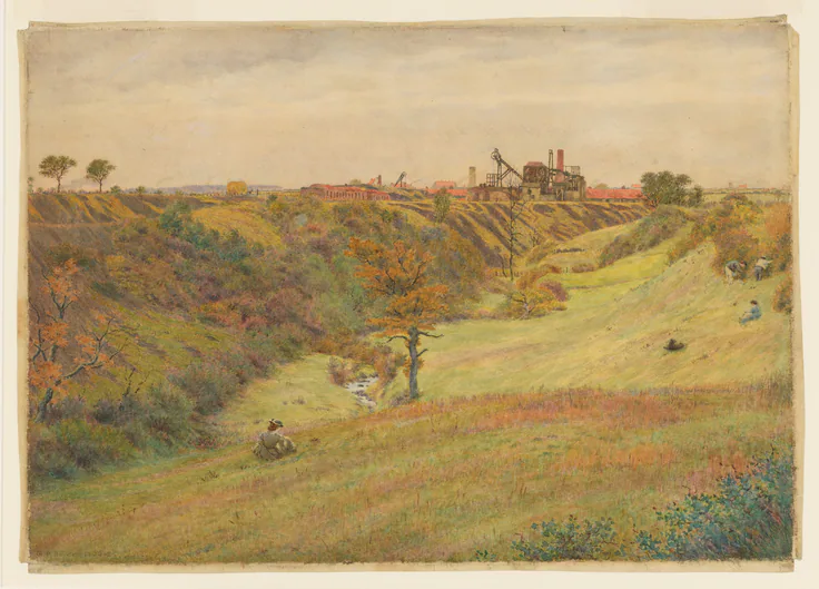 Autumn landscape with a colliery: watercolor, gouache (bodycolor), gum by George Price Boyce, 1866–67.